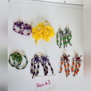 Colorful Beaded Earrings Set Fish Scale And Palm